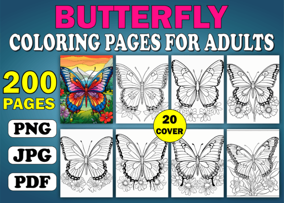 200 Butterfly Coloring Pages for Adults: A Creative and Practical Resource for Professionals and Enthusiasts