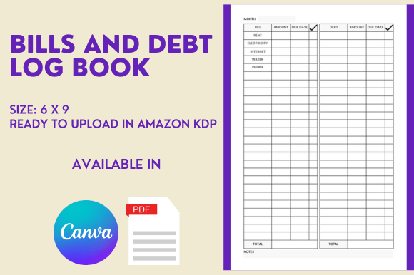 Bills and Debts Log Book - KDP Interior: A Smart Tool for Modern Entrepreneurs
