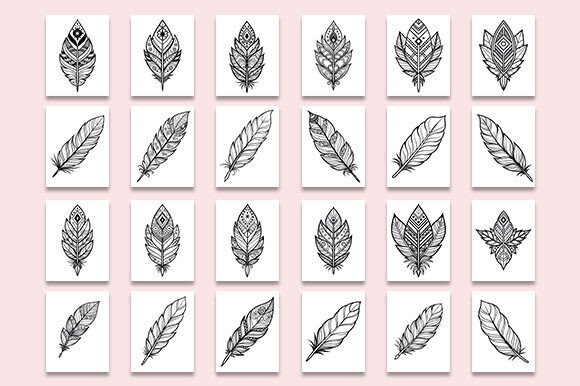 Boho Feather Coloring Pages