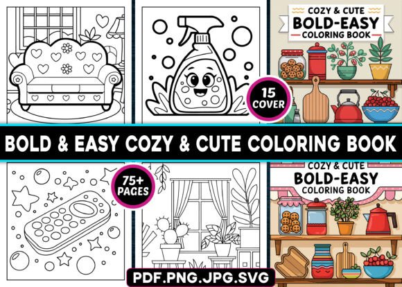 Bold and Easy Cozy Cute Coloring Pages
