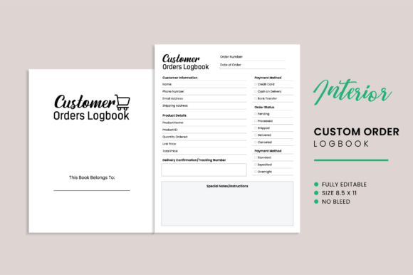 Customer Orders Logbook KDP Interior