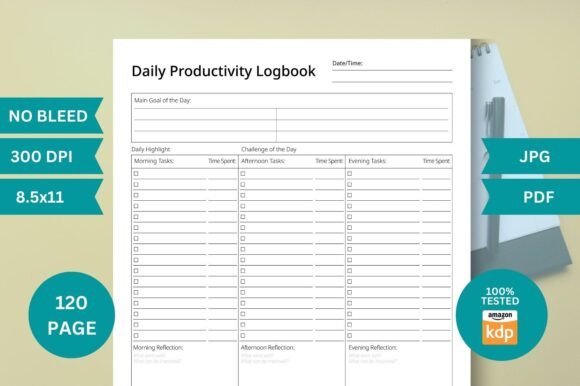Daily Productivity Logbook Kdp Interior: Maximize Your Efficiency and Achieve More