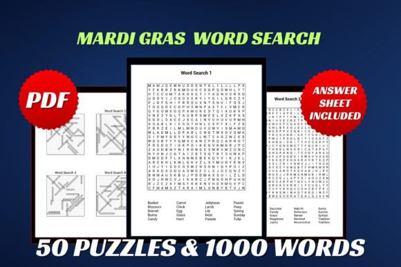 Mardi Gras Word Search for Adult
