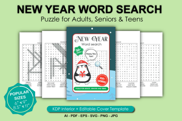 New Year Word Search Puzzle for Adults