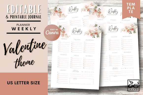 Valentine Theme Weekly Planner Template